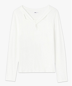 tee-shirt a manches longues avec col fantaisie femme beige t-shirts manches longuesE642601_4