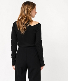 tee-shirt a manches longues avec decoupe sur l’epaule femme noir t-shirts manches longuesE642801_3