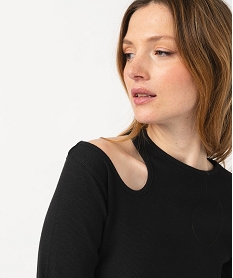 tee-shirt a manches longues avec decoupe sur l’epaule femme noir t-shirts manches longuesE642801_4