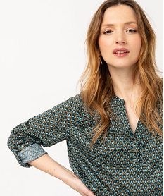 tee-shirt a manches longues imprime avec col boutonne vert t-shirts manches longuesE643101_1