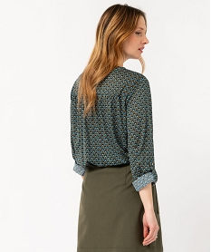 tee-shirt a manches longues imprime avec col boutonne vert t-shirts manches longuesE643101_4