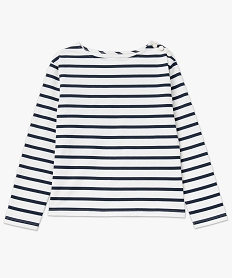 tee-shirt a manches longues raye avec boutons sur l’epaule femme blanc t-shirts manches longuesE643801_4