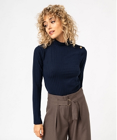 GEMO Tee-shirt à manches longues et col montant femme navy