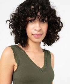 debardeur avec col v en dentelle femme vert debardeursE645201_2