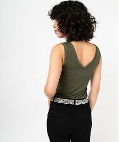 debardeur avec col v en dentelle femme vert debardeursE645201_3