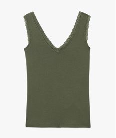 debardeur avec col v en dentelle femme vert debardeursE645201_4