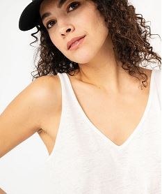 debardeur en lin col v femme blanc debardeursE647101_2