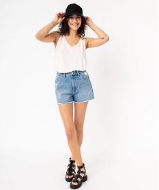 debardeur en lin col v femme blanc debardeursE647101_4