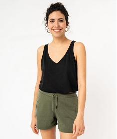 debardeur en lin col v femme noir debardeursE647201_2