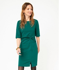 robe a manches courtes avec effet noue femme vert robesE648301_2