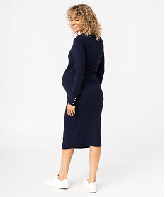 robe de grossesse a manches longues en maille cotelee bleu robesE648501_3