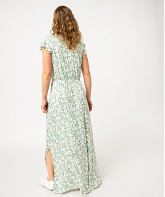 robe longue a col cache-cœur et manches courtes volantees femme vertE648801_3