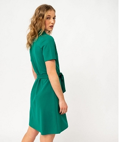 robe portefeuille manches courtes en maille extensible femme vertE649301_3