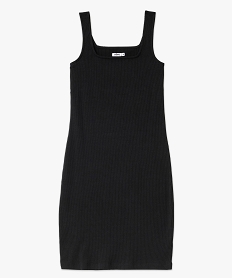 robe courte a bretelles moulantes en maille cotelee femme noirE649401_4