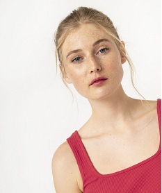 robe courte a bretelles moulantes en maille cotelee femme roseE649501_2