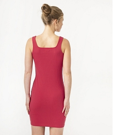 robe courte a bretelles moulantes en maille cotelee femme roseE649501_3