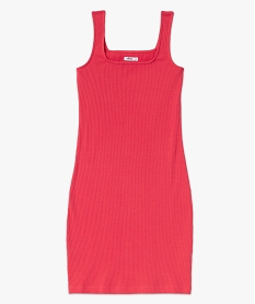 robe courte a bretelles moulantes en maille cotelee femme roseE649501_4
