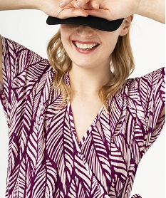 robe portefeuille imprimee en maille plissee femme violetE650301_2