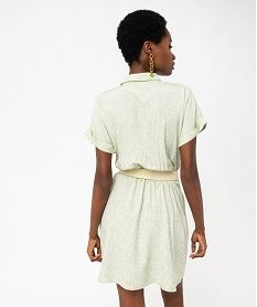 robe courte a manches courtes fluide et fleurie femme vert combishortsE650401_3