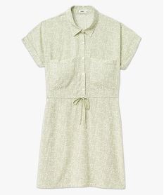 robe courte a manches courtes fluide et fleurie femme vert combishortsE650401_4