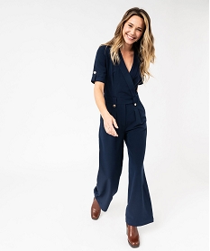 combinaison pantalon a manches courtes femme - lulucastagnette bleu combinaisons pantalonE650701_4