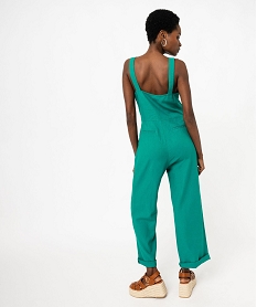 combinaison pantalon femme a bretelles contenant du lin vert combinaisons pantalonE650901_3