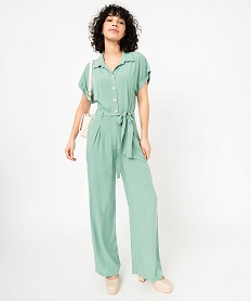 combinaison pantalon a manches courtes femme vert combinaisons pantalonE651101_1