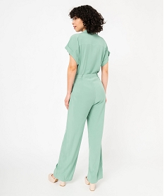 combinaison pantalon a manches courtes femme vert combinaisons pantalonE651101_3