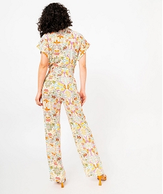 combinaison pantalon imprimee a manches courtes femme orange combinaisons pantalonE651201_3