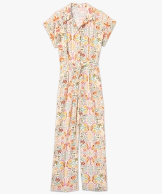 combinaison pantalon imprimee a manches courtes femme orange combinaisons pantalonE651201_4