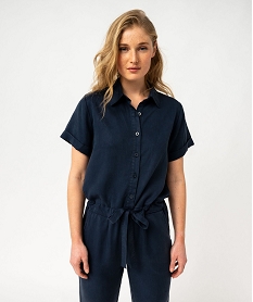 combinaison pantalon haut chemise en lyocell femme bleu pantacourts et shortsE651501_2