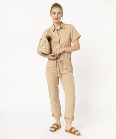 GEMO Combinaison pantalon haut chemise en Lyocell femme beige standard