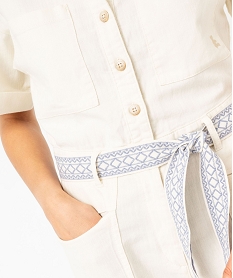 combinaison pantalon avec ceinture femme - lulucastagnette beige combinaisons pantalonE651701_4