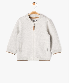 sweat zippe effet raye bebe garcon beige sweatsE653801_1