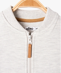 sweat zippe effet raye bebe garcon gris sweatsE653801_3
