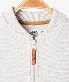 sweat zippe effet raye bebe garcon beige sweatsE653801_3