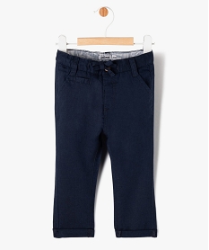 pantalon en lin et coton bebe garcon bleu pantalonsE655601_1