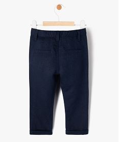 pantalon en lin et coton bebe garcon bleu pantalonsE655601_4