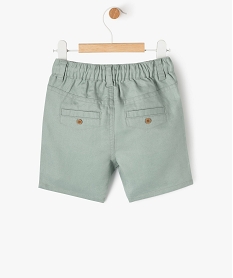 short en lin et coton bebe garcon vert shortsE656401_3