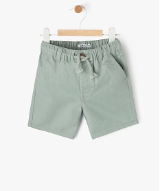 short en lin et coton bebe garcon vert shortsE656401_4
