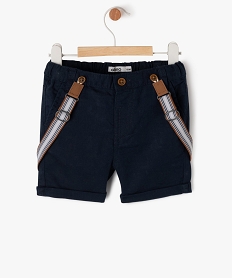 bermuda en cotonlin a bretelles bebe garcon bleu shortsE656901_1