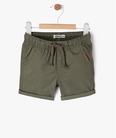 bermuda en toile a taille elastiquee bebe garcon vert shortsE657001_1