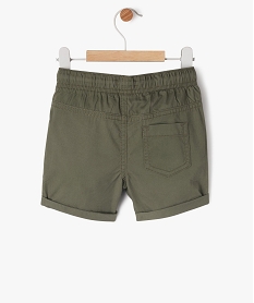 bermuda en toile a taille elastiquee bebe garcon vert shortsE657001_3