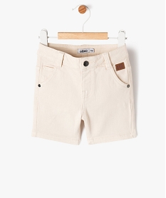 short slim uni en toile extensible bebe garcon beige shortsE658001_1