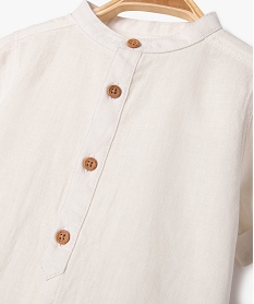 chemise a manches courtes et col mao bebe garcon beige chemisesE658901_2