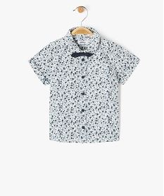 chemise manches courtes fleurie a nœud papillon bebe garcon bleu chemisesE659001_4