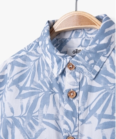 chemise a manches courtes motif feuillage bebe garcon blanc chemisesE659201_2