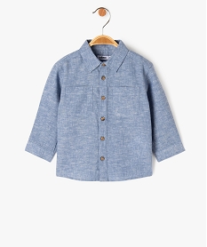 GEMO Chemise manches longues en coton lin mélangés bébé garçon bleu standard