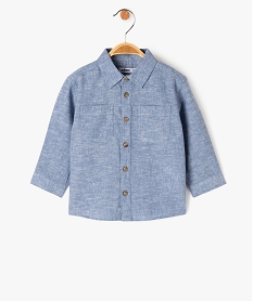 GEMO Chemise manches longues en coton lin mélangés bébé garçon Bleu