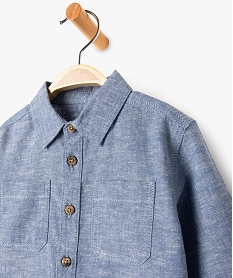 chemise manches longues en coton lin melanges bebe garcon bleu chemisesE660401_2